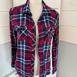 Red and Blue Plaid Button-Up Shirt